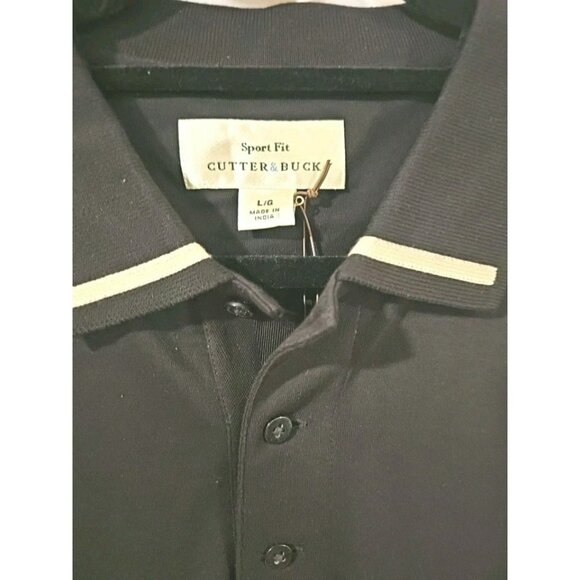 Cutter & Buck Sport Fit India LRG Men Golf Shirt Black Preppy Old Money Casual - Picture 5 of 9